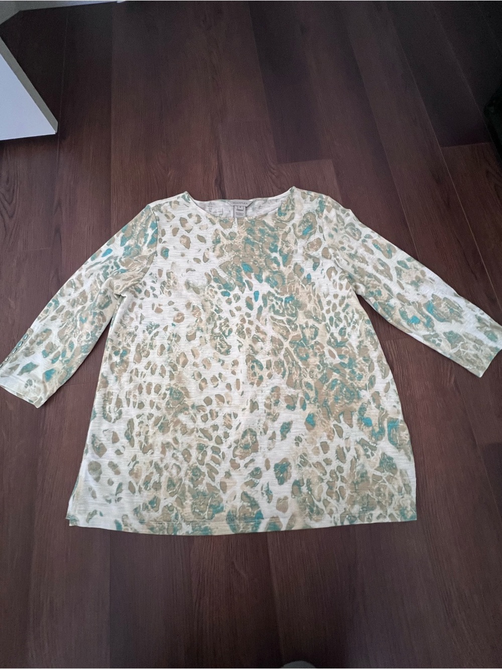 Multiples Teal and Gold Abstract Print Tunic